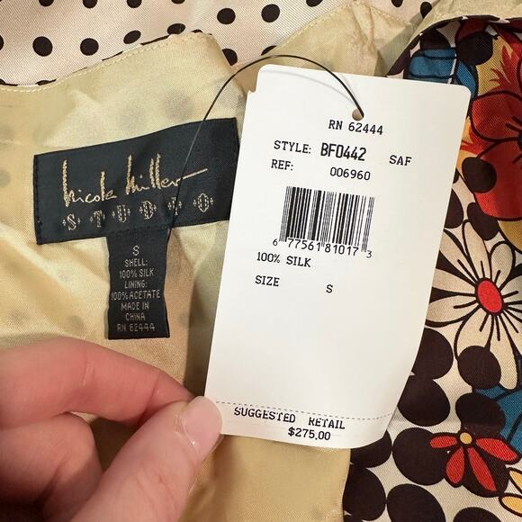 Vintage 90’s Y2k 100% Silk Satin Wrap Dress Floral Polka Dot Belted Midi - Picture 9 of 10